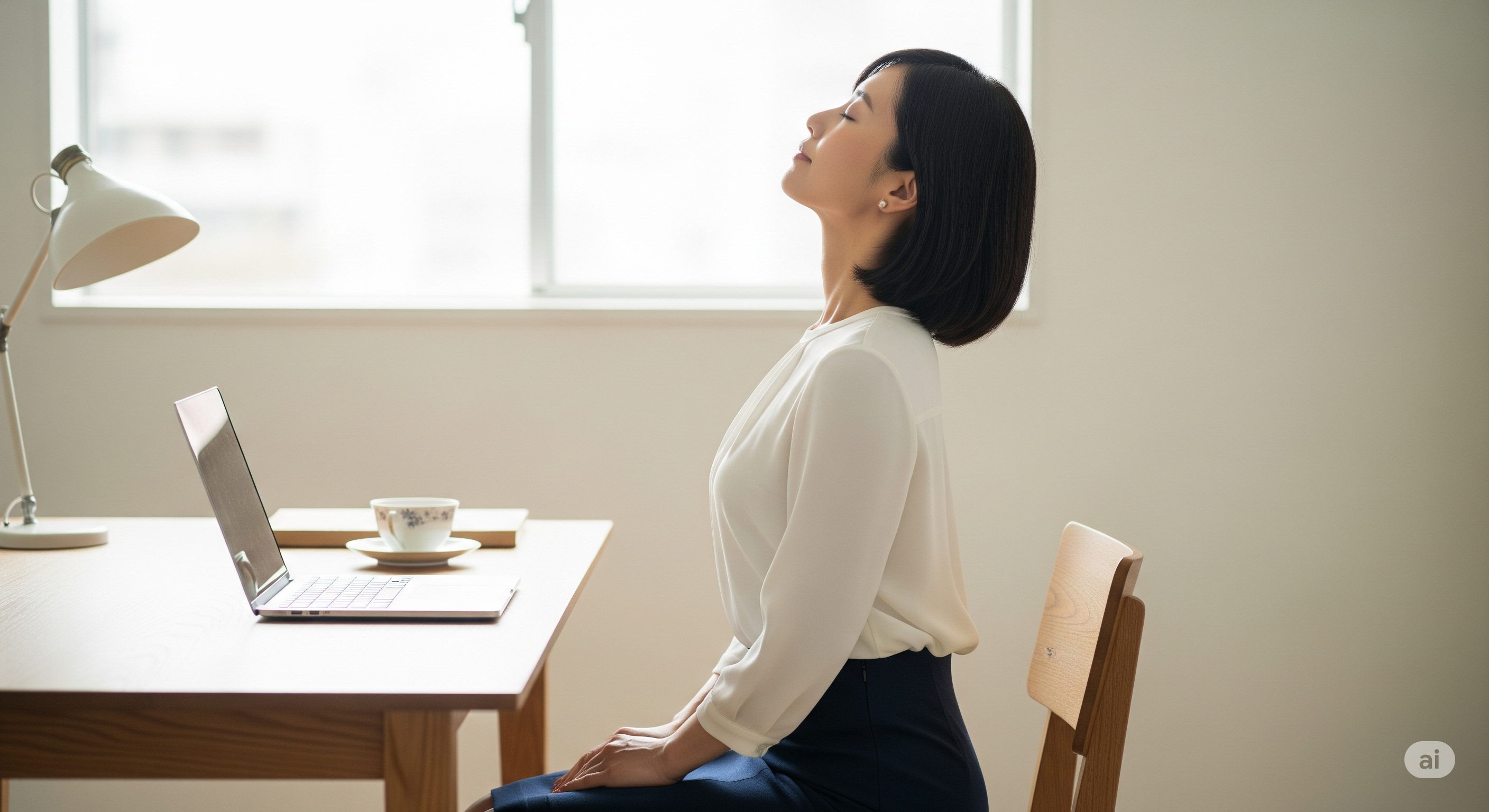 背骨をまっすぐに引き上げるのではなく、吊られている感覚を持つ